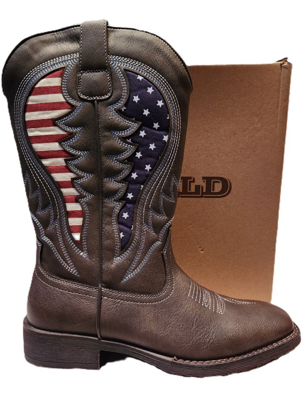Men's Square Toe American Flag Cowboy Boots - Sz 9 - NEW NIB